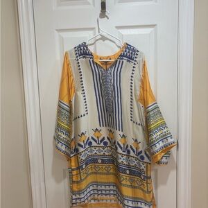 Yellow and Blue Printed Kurta